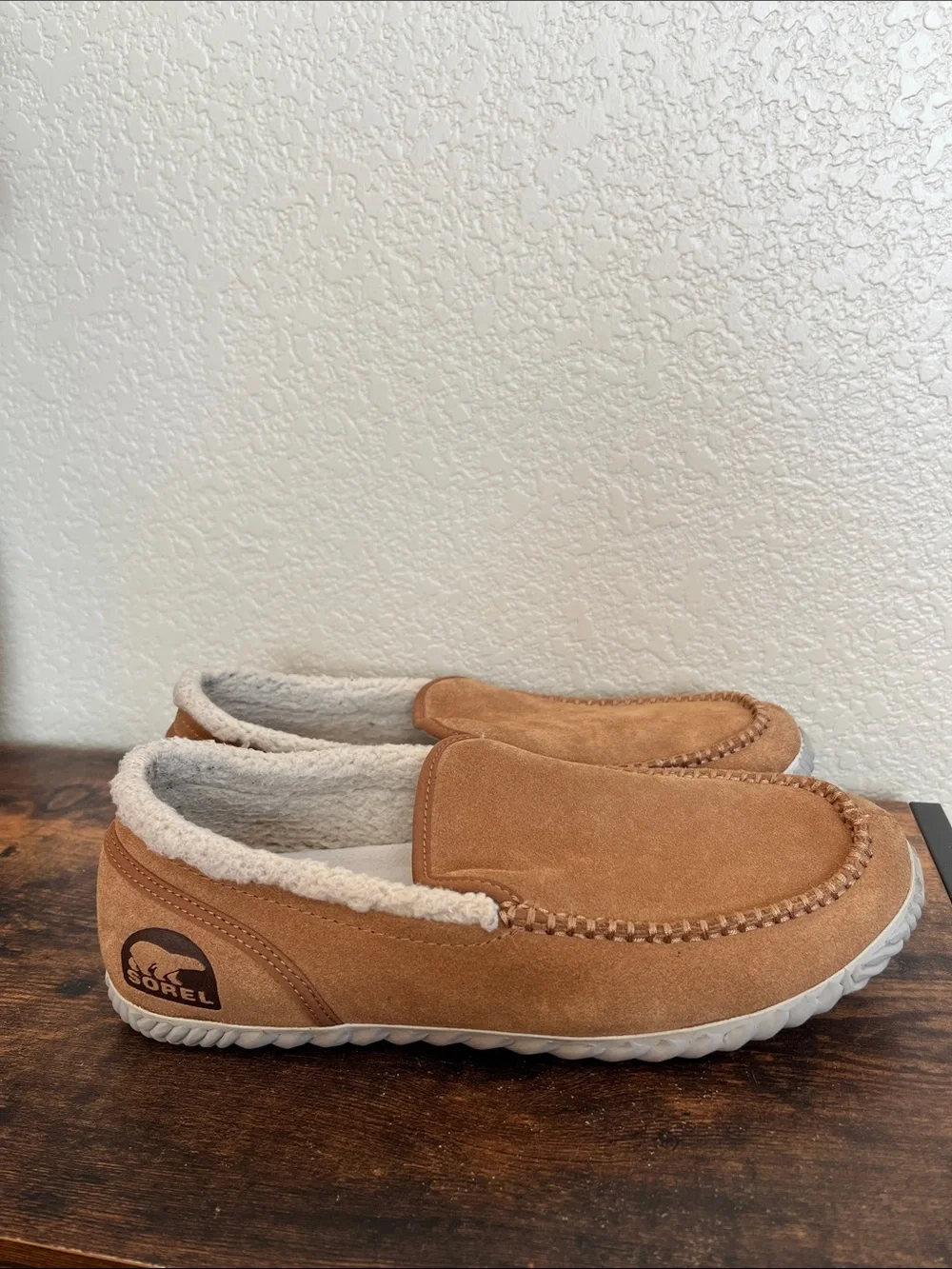 Sorel Dude Moc slippers with rubber soles